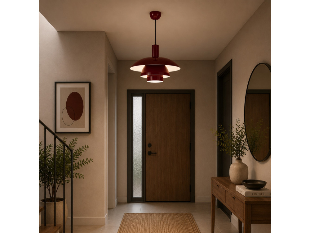 Metalowa lampa wisząca „Layer” – 45 x 45 cm – kolor bordowy