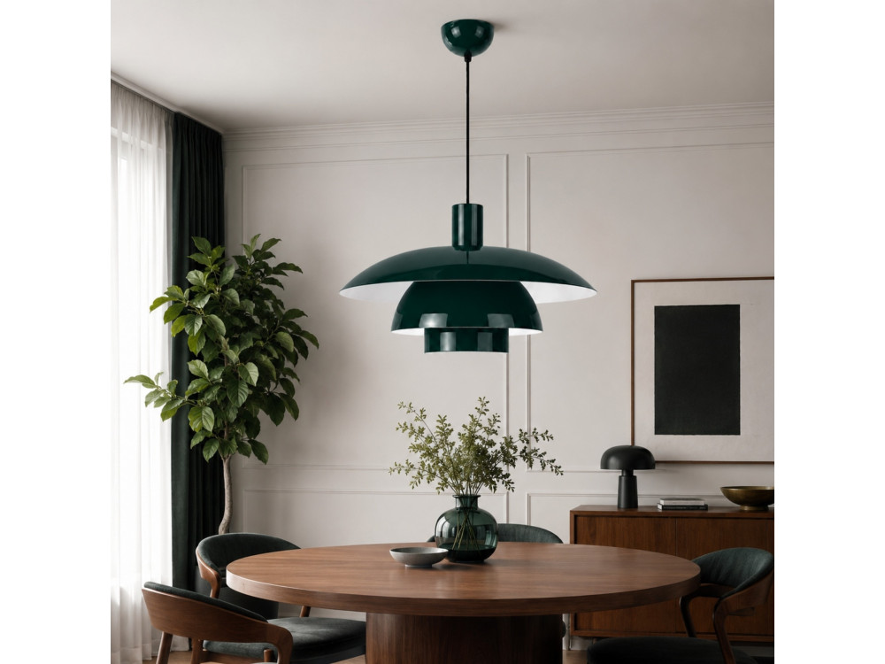 Metalowa lampa wisząca „Layer” – 45 x 45 cm – ciemnozielona