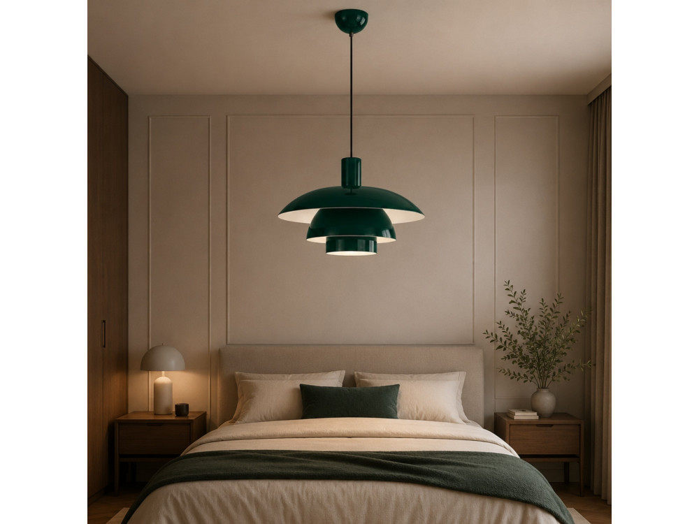 Metalowa lampa wisząca „Layer” – 45 x 45 cm – ciemnozielona
