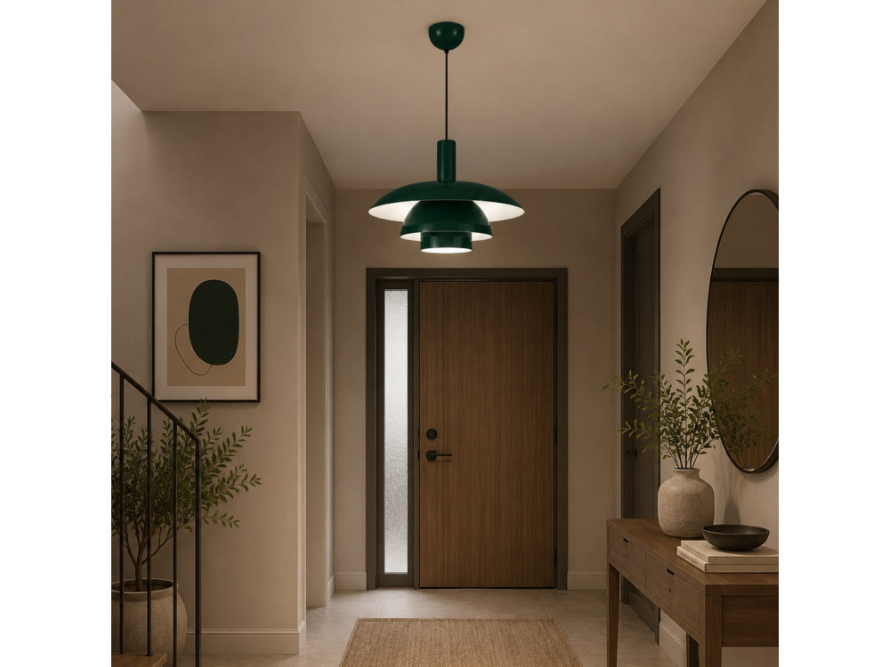 Metalowa lampa wisząca „Layer” – 45 x 45 cm – ciemnozielona