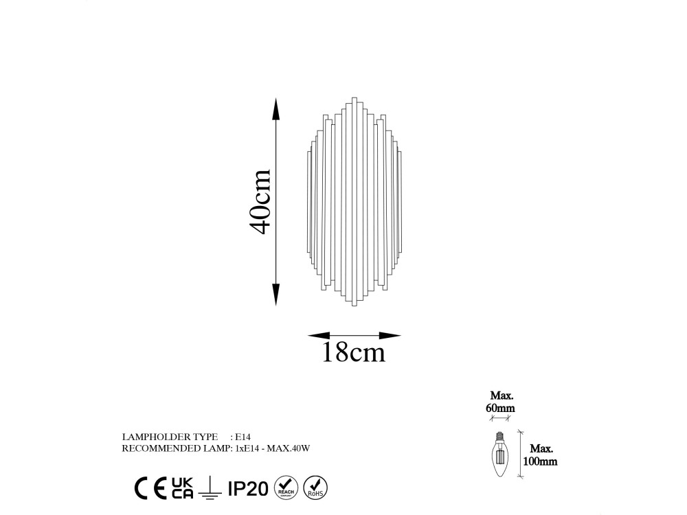 Metalowa kinkiet „Kara” – 18 x 8 cm – żółty