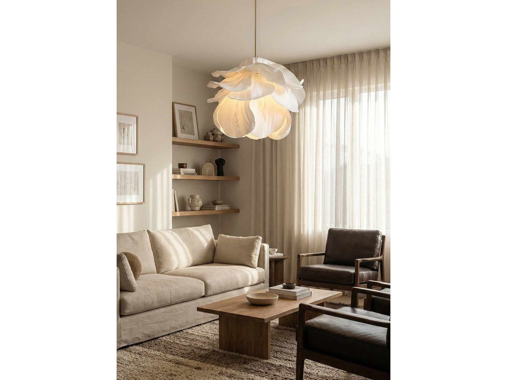 Plastikowa lampa wisząca „MOD0007” – 48 x 48 cm – biała
