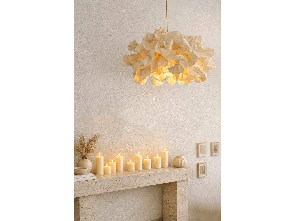 Plastikowa lampa wisząca „MOD0018” – 48 x 48 cm – kremowa