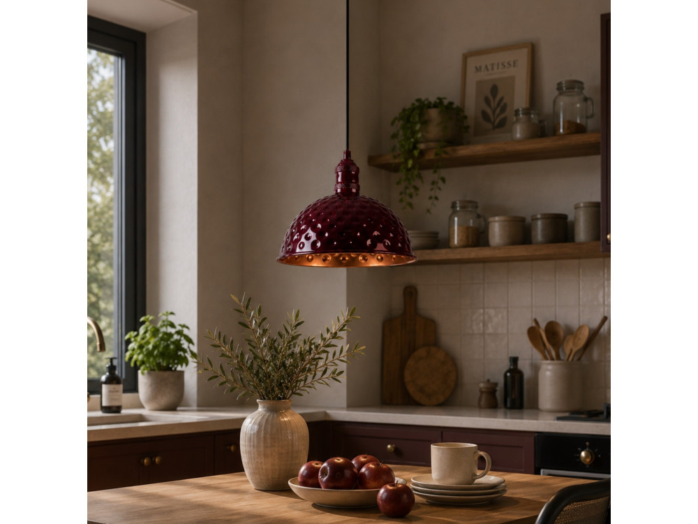 Metalowa lampa wisząca „Echo” – 26 x 26 cm – kolor bordowy