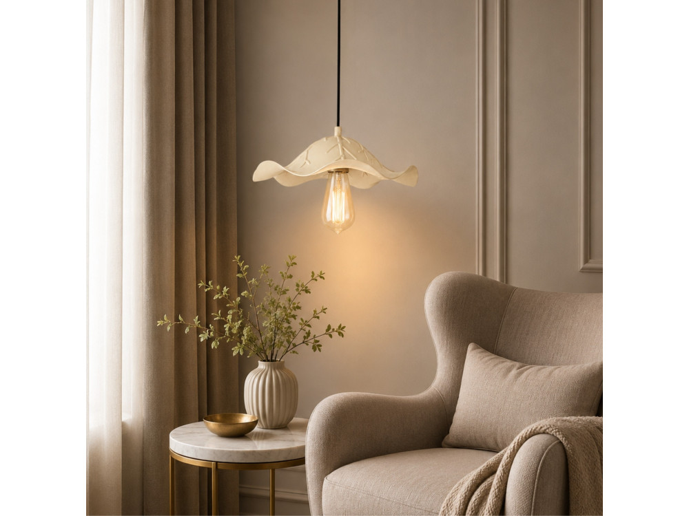 Metalowa lampa wisząca „Liana” – 29 x 29 cm – beżowa