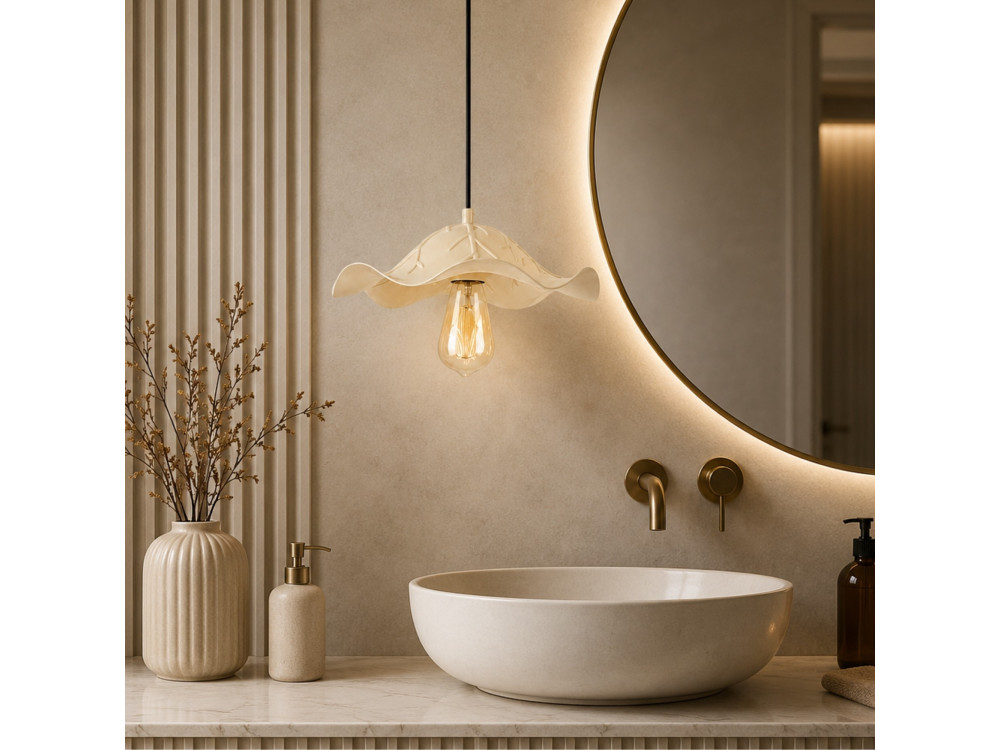 Metalowa lampa wisząca „Liana” – 29 x 29 cm – beżowa