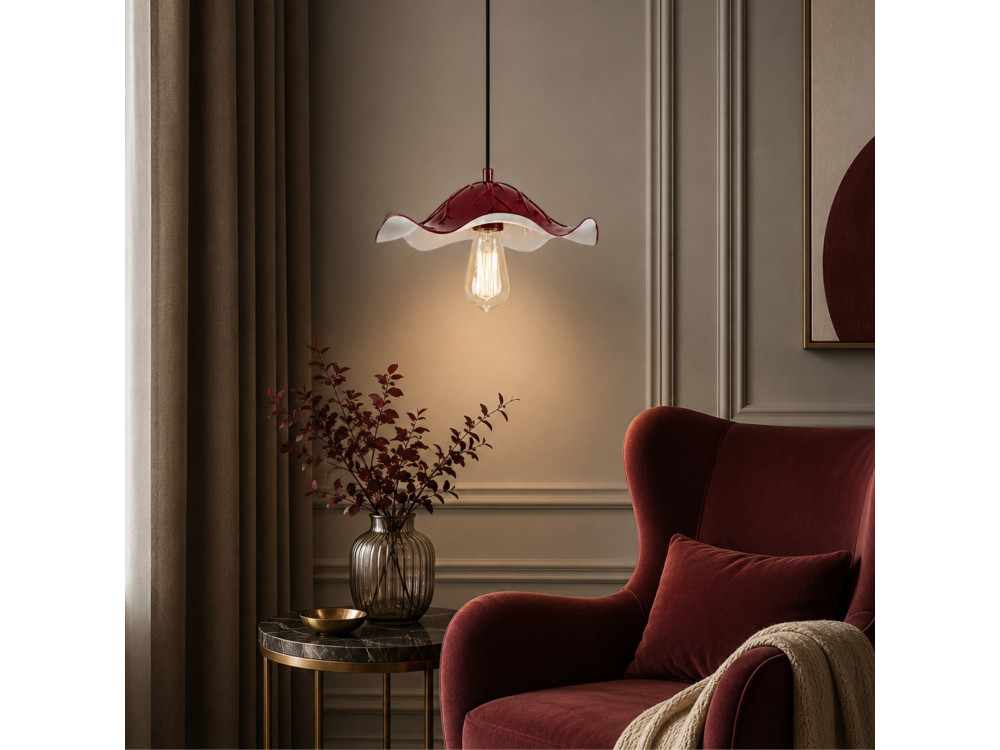 Metalowa lampa wisząca „Liana” – 29 x 29 cm – kolor bordowy