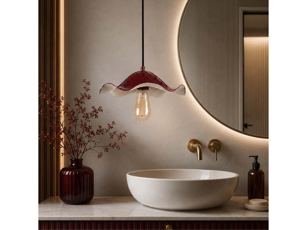 Metalowa lampa wisząca „Liana” – 29 x 29 cm – kolor bordowy