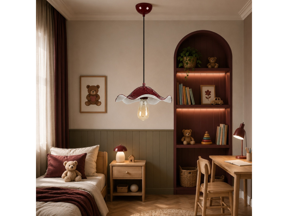 Metalowa lampa wisząca „Liana” – 29 x 29 cm – kolor bordowy