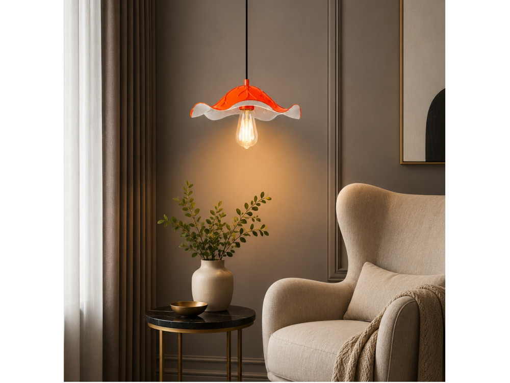 Metalowa lampa wisząca „Liana” – 29 x 29 cm – pomarańczowa