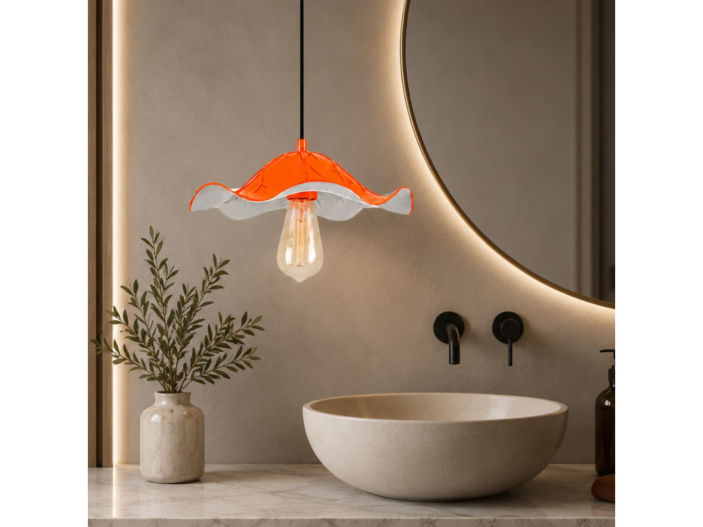 Metalowa lampa wisząca „Liana” – 29 x 29 cm – pomarańczowa