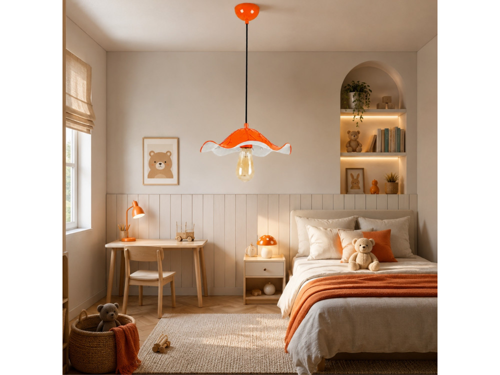 Metalowa lampa wisząca „Liana” – 29 x 29 cm – pomarańczowa