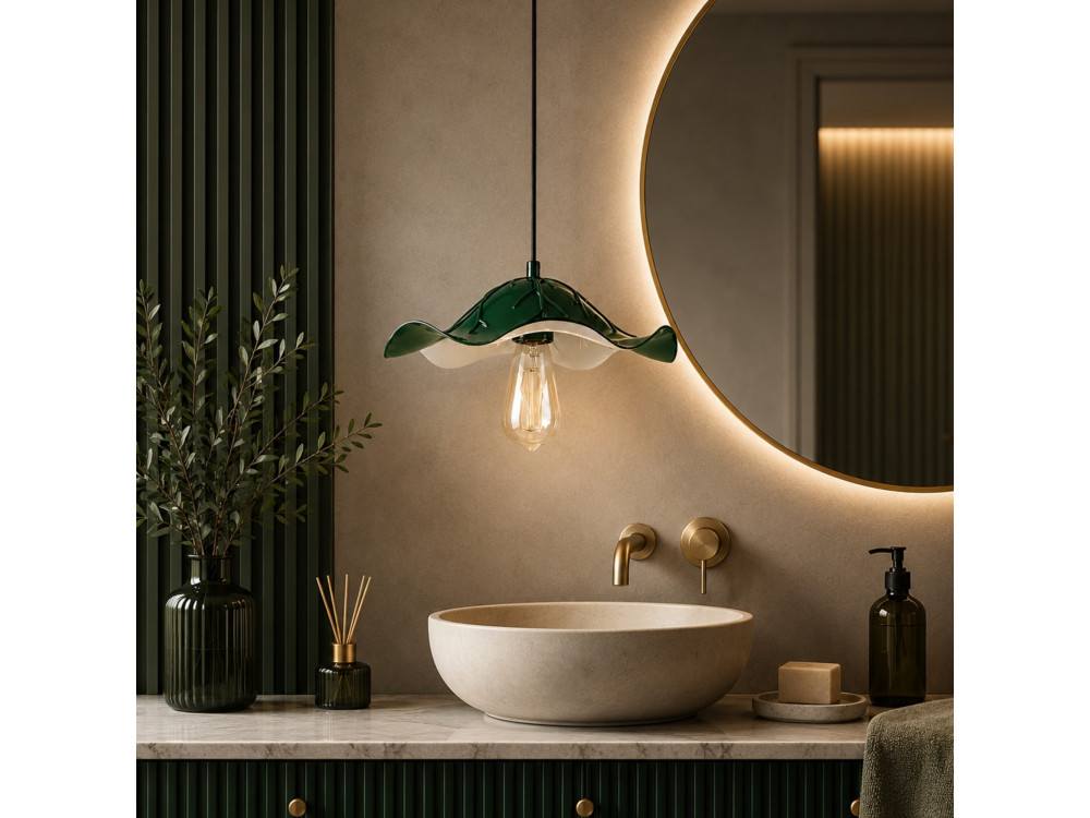 Metalowa lampa wisząca „Liana” – 29 x 29 cm – ciemnozielona
