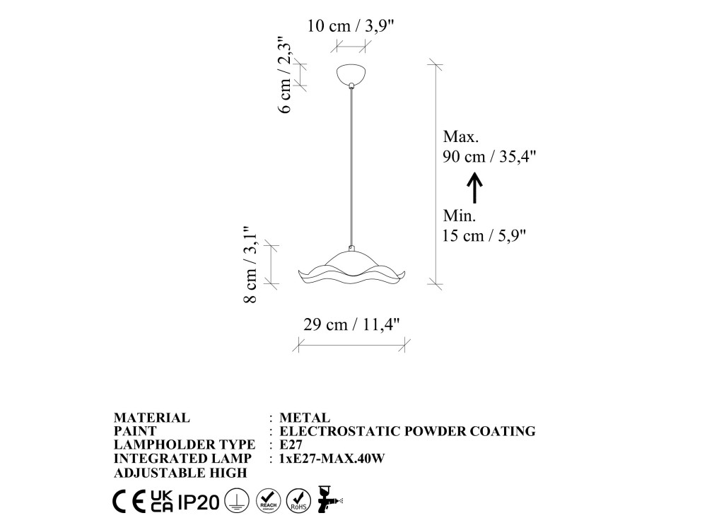 Metalowa lampa wisząca „Liana” – 29 x 29 cm – ciemnozielona