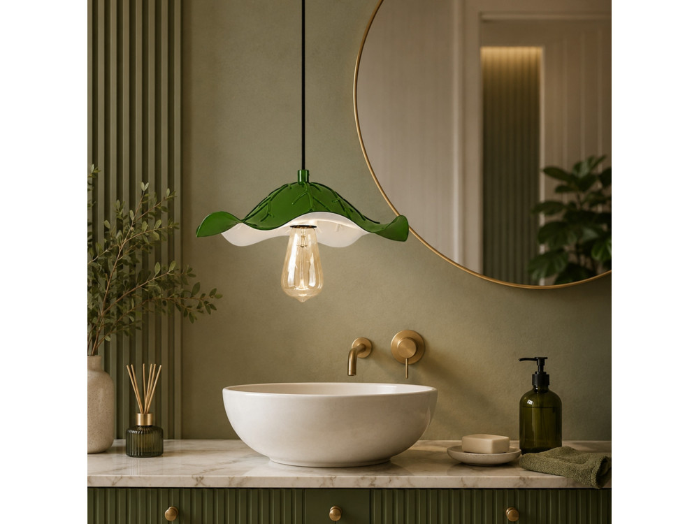 Metalowa lampa wisząca „Liana” – 29 x 29 cm – jasnozielona