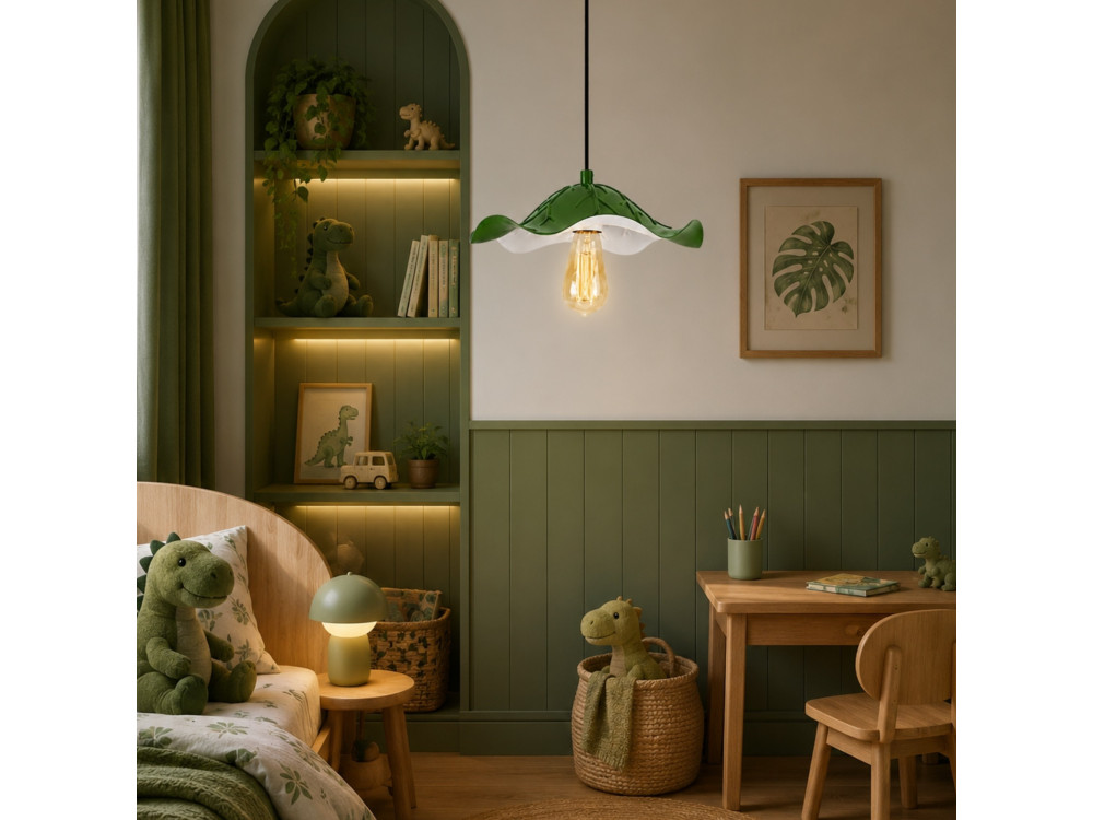 Metalowa lampa wisząca „Liana” – 29 x 29 cm – jasnozielona