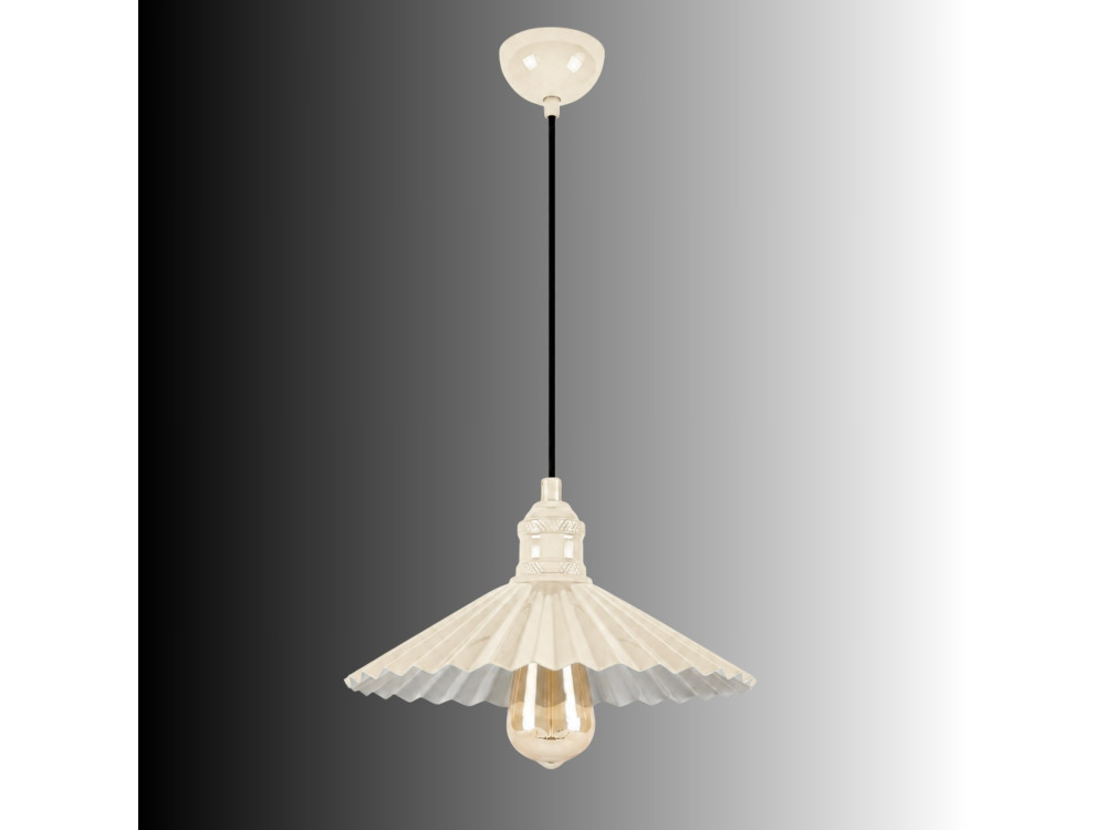 Metalowa lampa wisząca „Plise” – 32 x 32 cm – beżowa