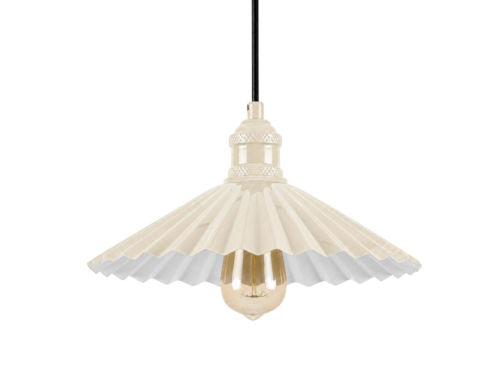 Metalowa lampa wisząca „Plise” – 32 x 32 cm – beżowa