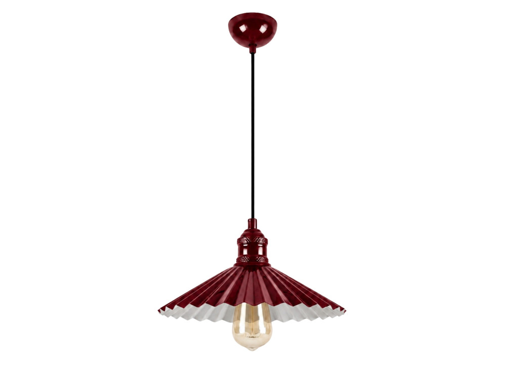 Metalowa lampa wisząca „Plise” – 32 x 32 cm – kolor bordowy
