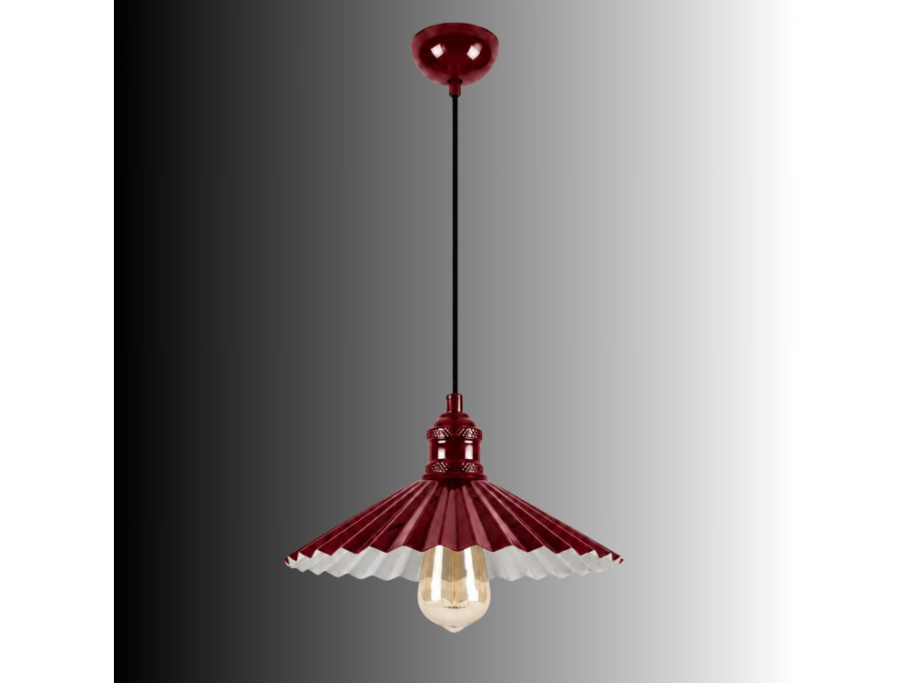 Metalowa lampa wisząca „Plise” – 32 x 32 cm – kolor bordowy