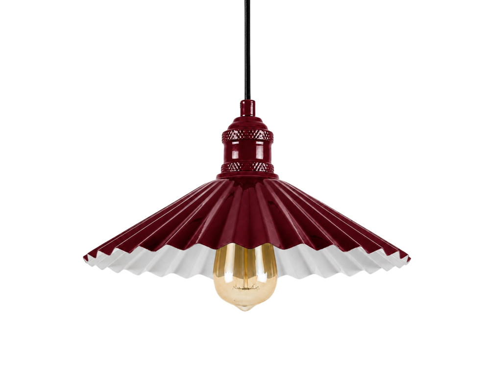Metalowa lampa wisząca „Plise” – 32 x 32 cm – kolor bordowy