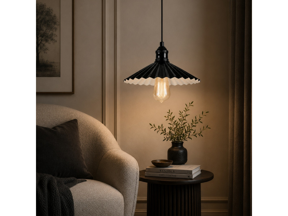 Metalowa lampa wisząca „Plise” – 32 x 32 cm – czarna