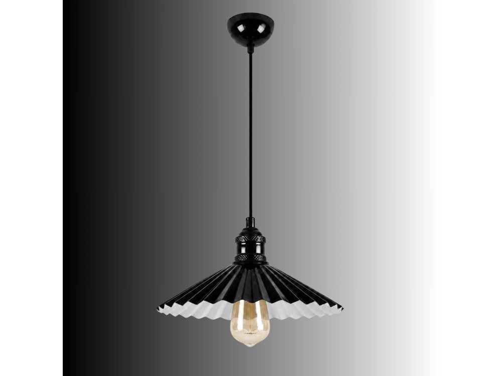 Metalowa lampa wisząca „Plise” – 32 x 32 cm – czarna