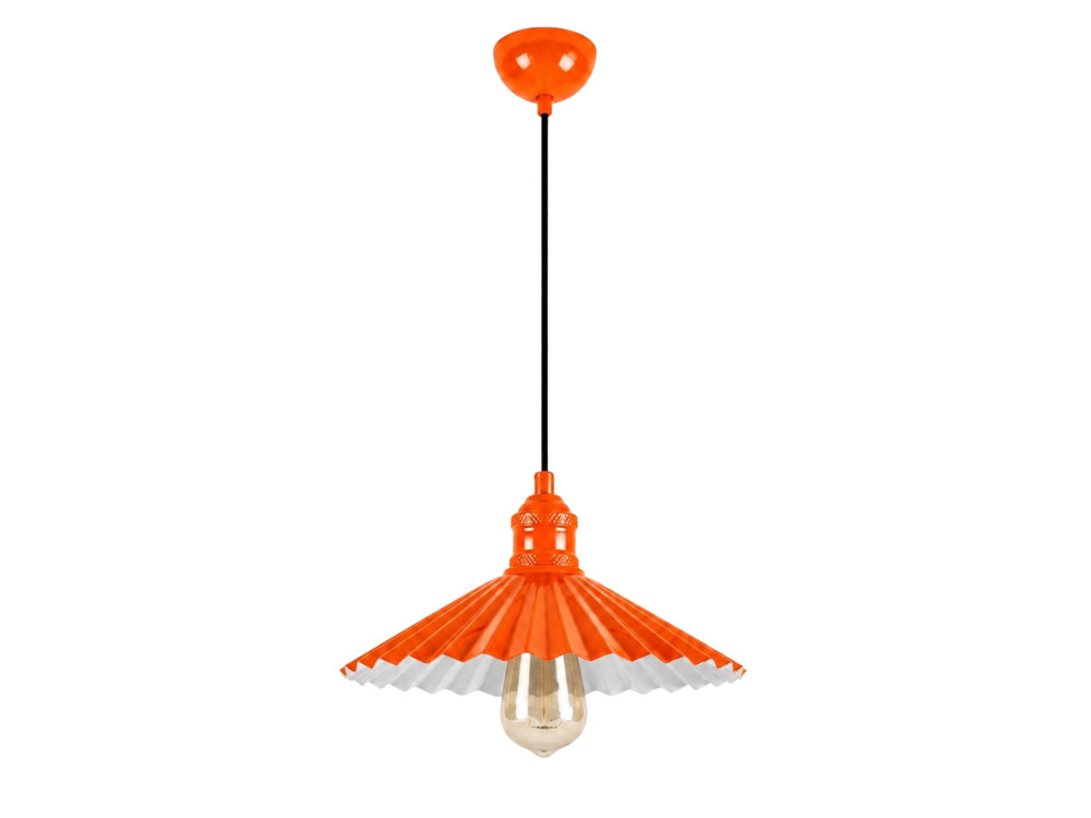 Metalowa lampa wisząca „Plise” – 32 x 32 cm – pomarańczowa