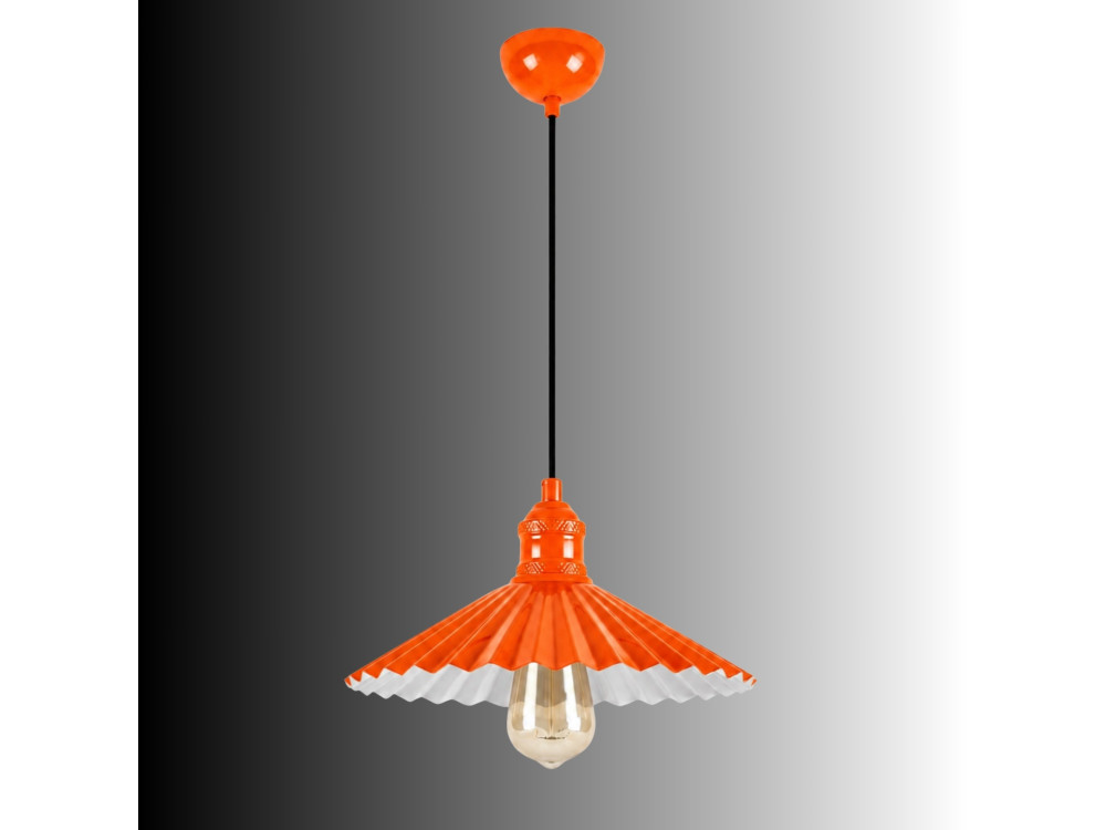 Metalowa lampa wisząca „Plise” – 32 x 32 cm – pomarańczowa