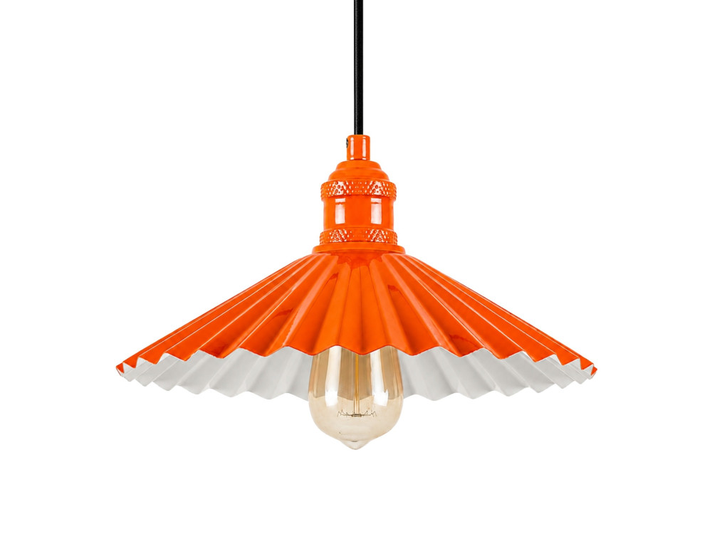 Metalowa lampa wisząca „Plise” – 32 x 32 cm – pomarańczowa