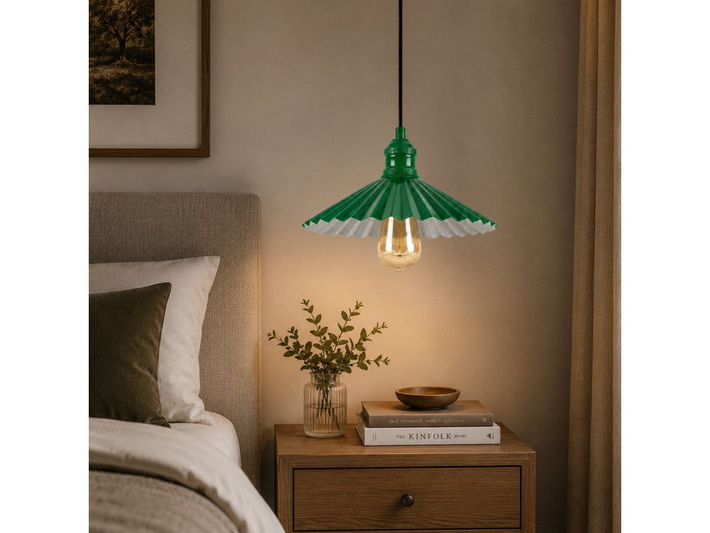 Metalowa lampa wisząca „Plise” – 32 x 32 cm – jasnozielona