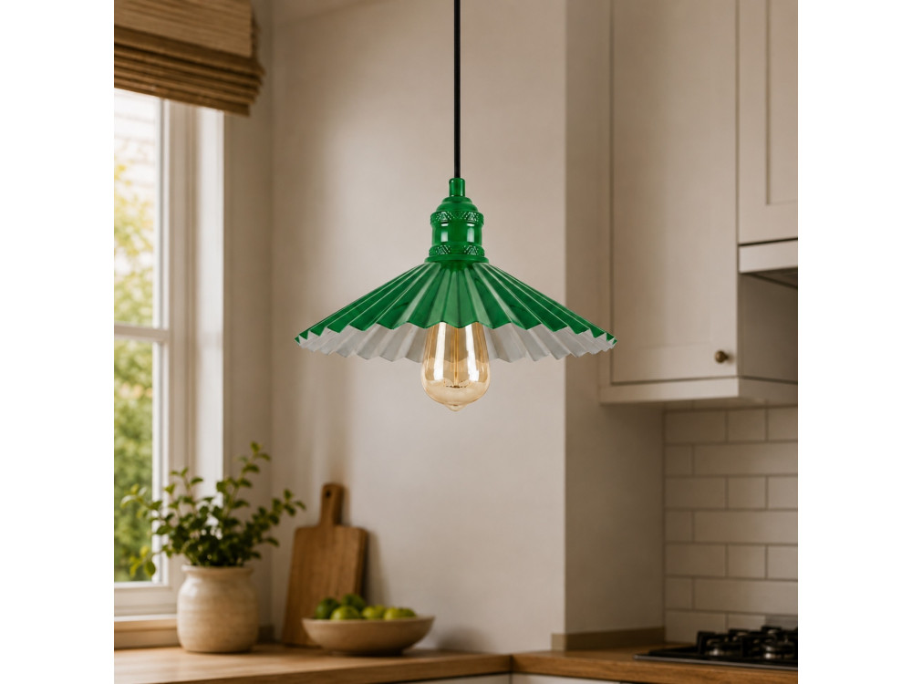 Metalowa lampa wisząca „Plise” – 32 x 32 cm – jasnozielona