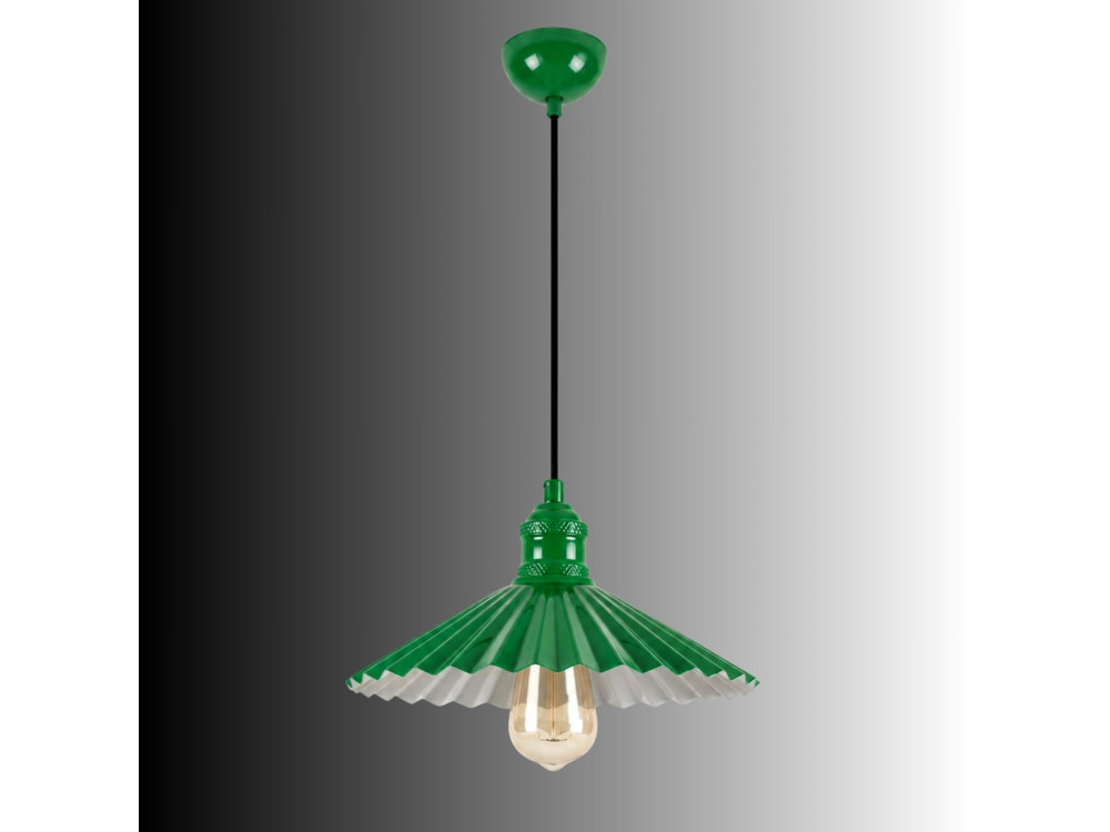 Metalowa lampa wisząca „Plise” – 32 x 32 cm – jasnozielona