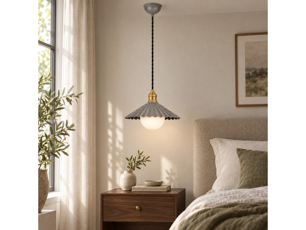 Metalowa lampa wisząca „Plise” – 32 x 32 cm – szara