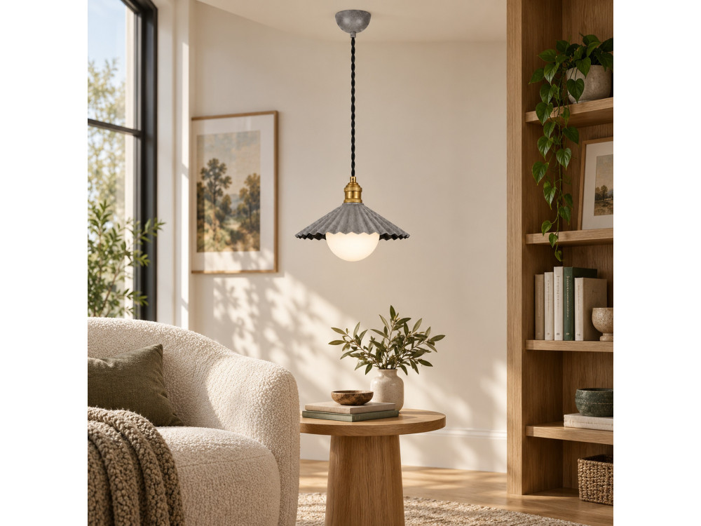 Metalowa lampa wisząca „Plise” – 32 x 32 cm – szara