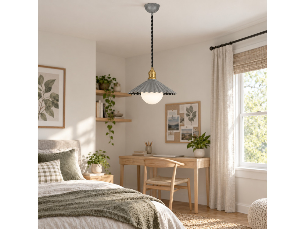 Metalowa lampa wisząca „Plise” – 32 x 32 cm – szara