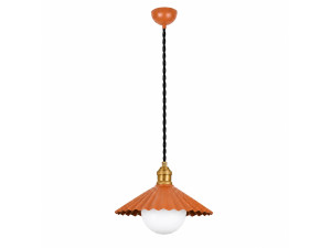 Metalowa lampa wisząca „Plise” – 32 x 32 cm – pomarańczowa