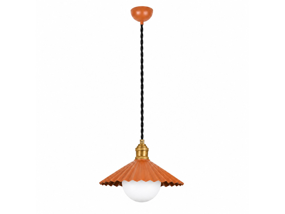 Metalowa lampa wisząca „Plise” – 32 x 32 cm – pomarańczowa