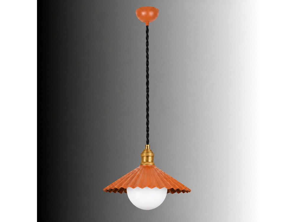 Metalowa lampa wisząca „Plise” – 32 x 32 cm – pomarańczowa