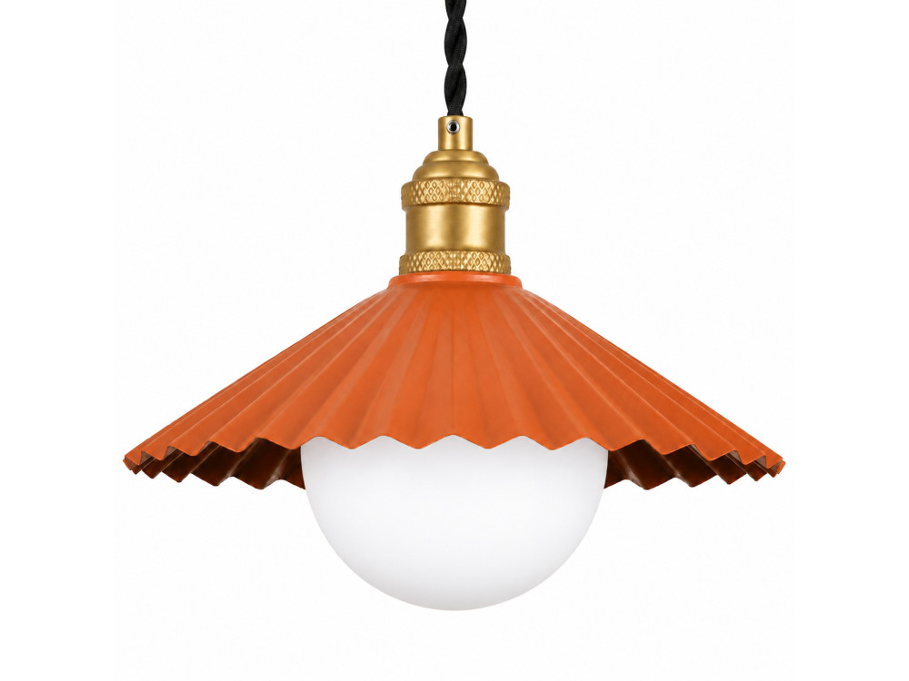 Metalowa lampa wisząca „Plise” – 32 x 32 cm – pomarańczowa