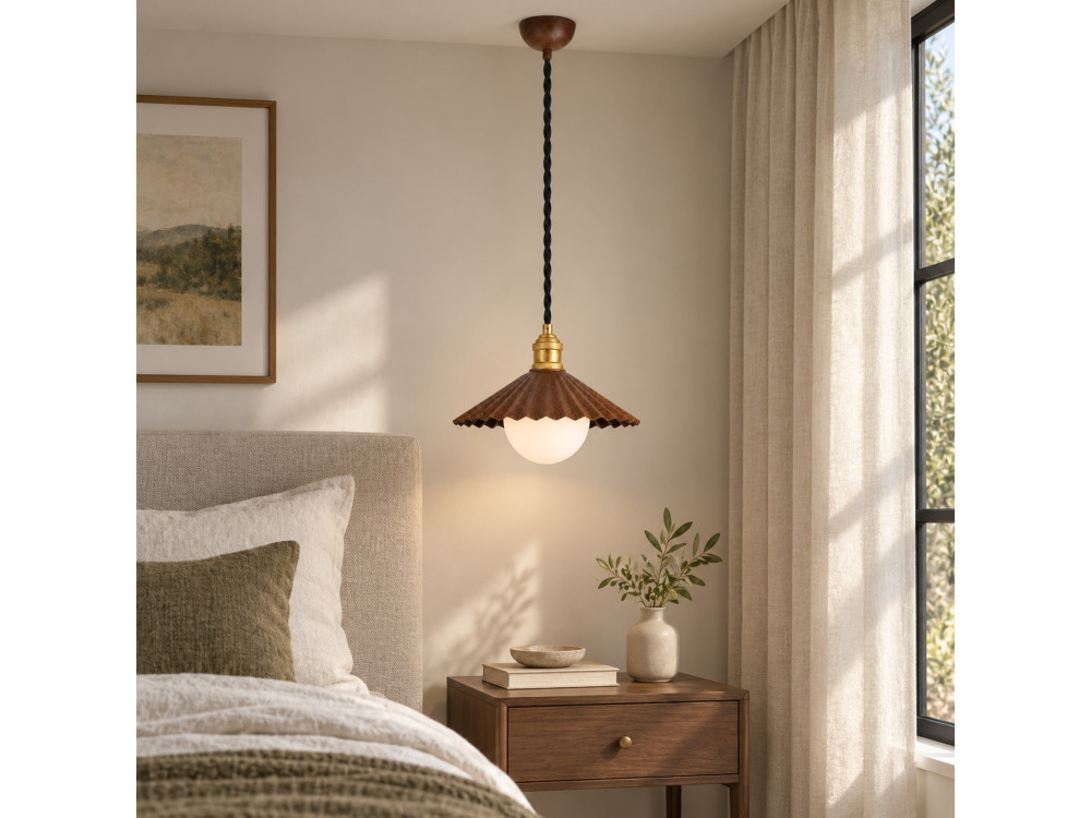 Metalowa lampa wisząca „Plise” – 32 x 32 cm – ciemny brąz