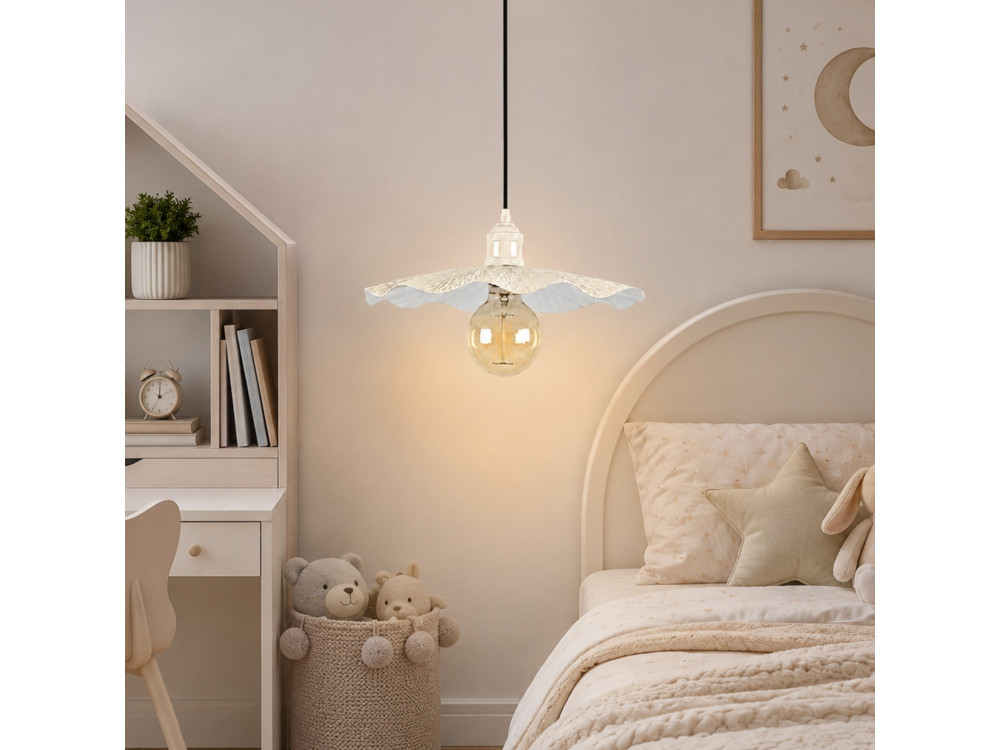 Metalowa lampa wisząca „Ondula” – 34 x 34 cm – beżowa