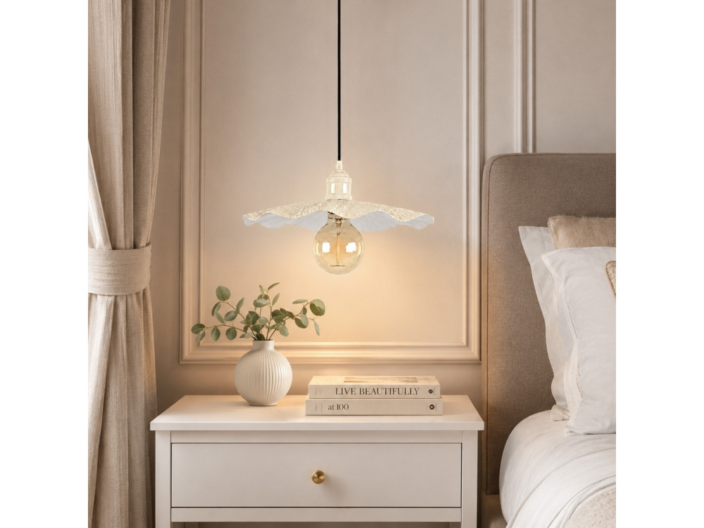 Metalowa lampa wisząca „Ondula” – 34 x 34 cm – beżowa