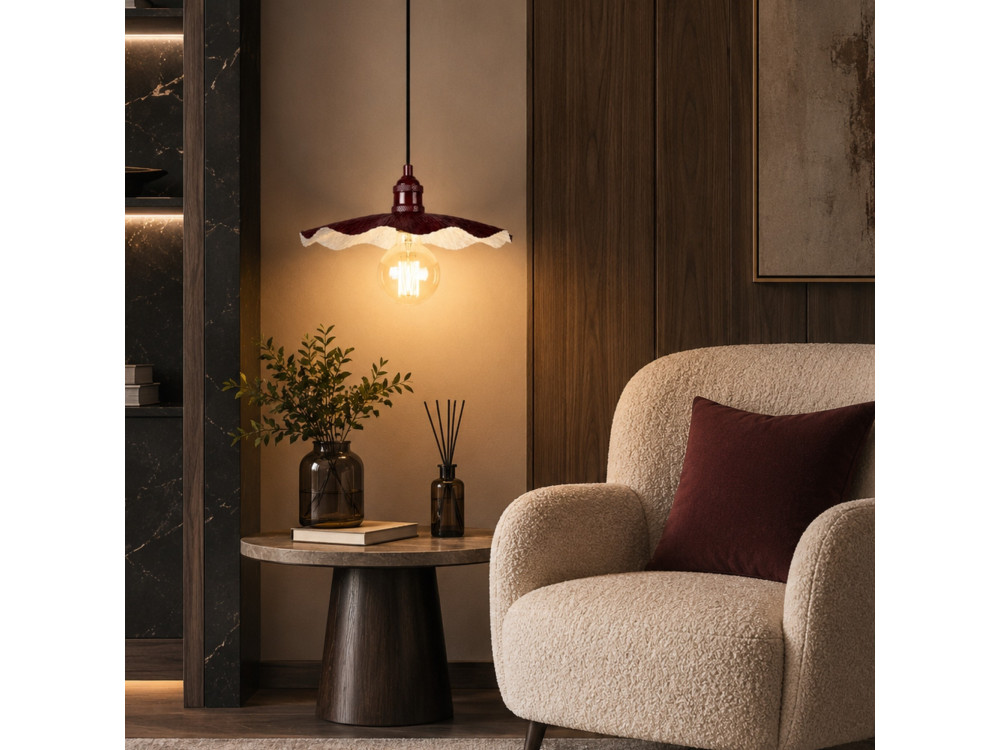 Metalowa lampa wisząca „Ondula” – 34 x 34 cm – kolor bordowy