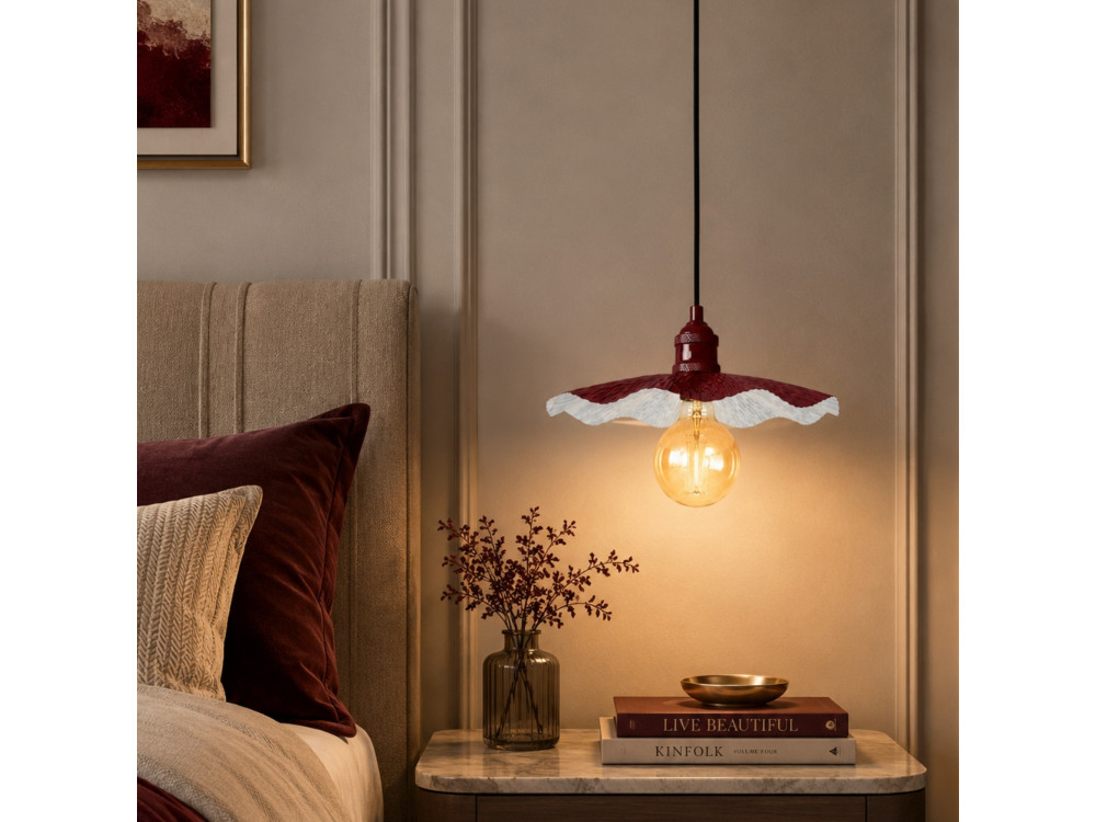 Metalowa lampa wisząca „Ondula” – 34 x 34 cm – kolor bordowy