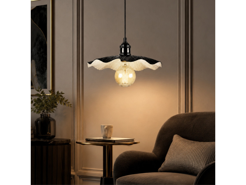 Metalowa lampa wisząca „Ondula” – 34 x 34 cm – czarna