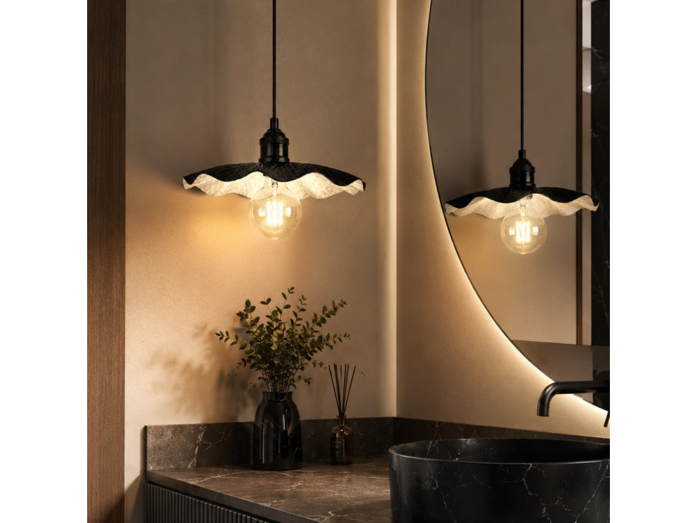 Metalowa lampa wisząca „Ondula” – 34 x 34 cm – czarna