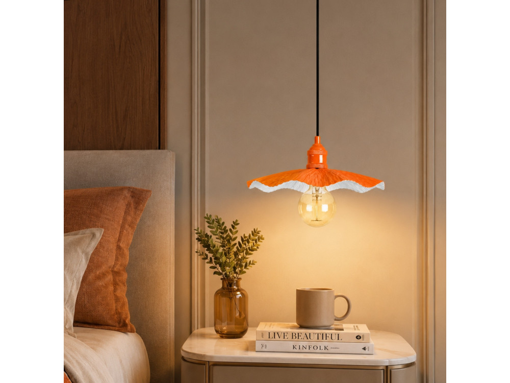 Metalowa lampa wisząca „Ondula” – 34 x 34 cm – pomarańczowa