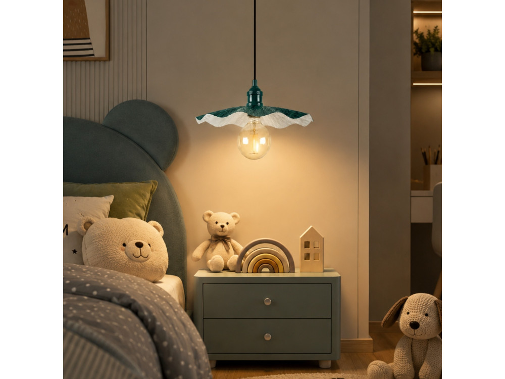 Metalowa lampa wisząca „Ondula” – 34 x 34 cm – ciemnozielona