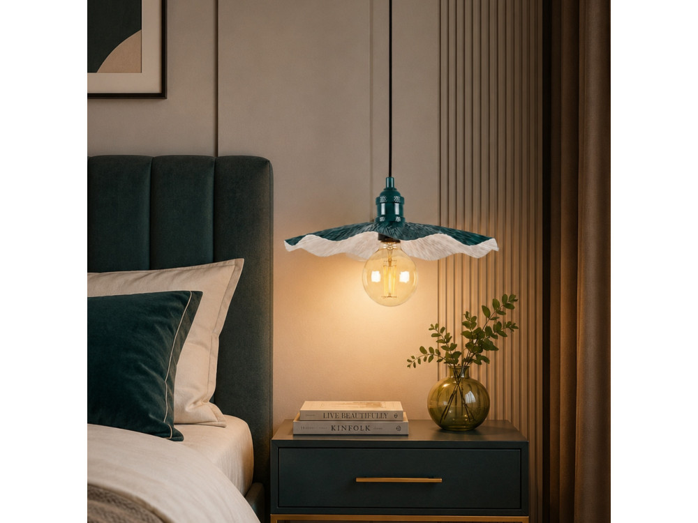 Metalowa lampa wisząca „Ondula” – 34 x 34 cm – ciemnozielona